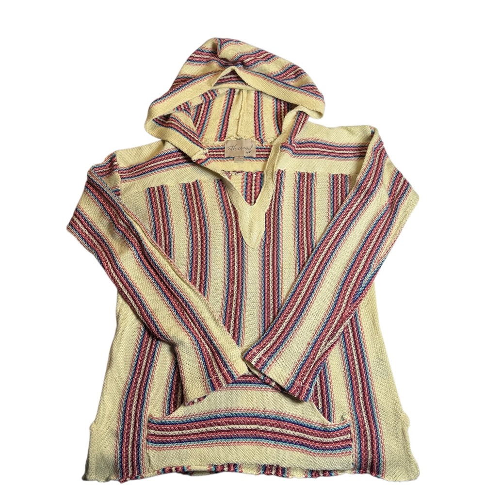 Ethereal Baja Size Small Hoodie Striped  Boho Surf Skater Grunge Festival Indie